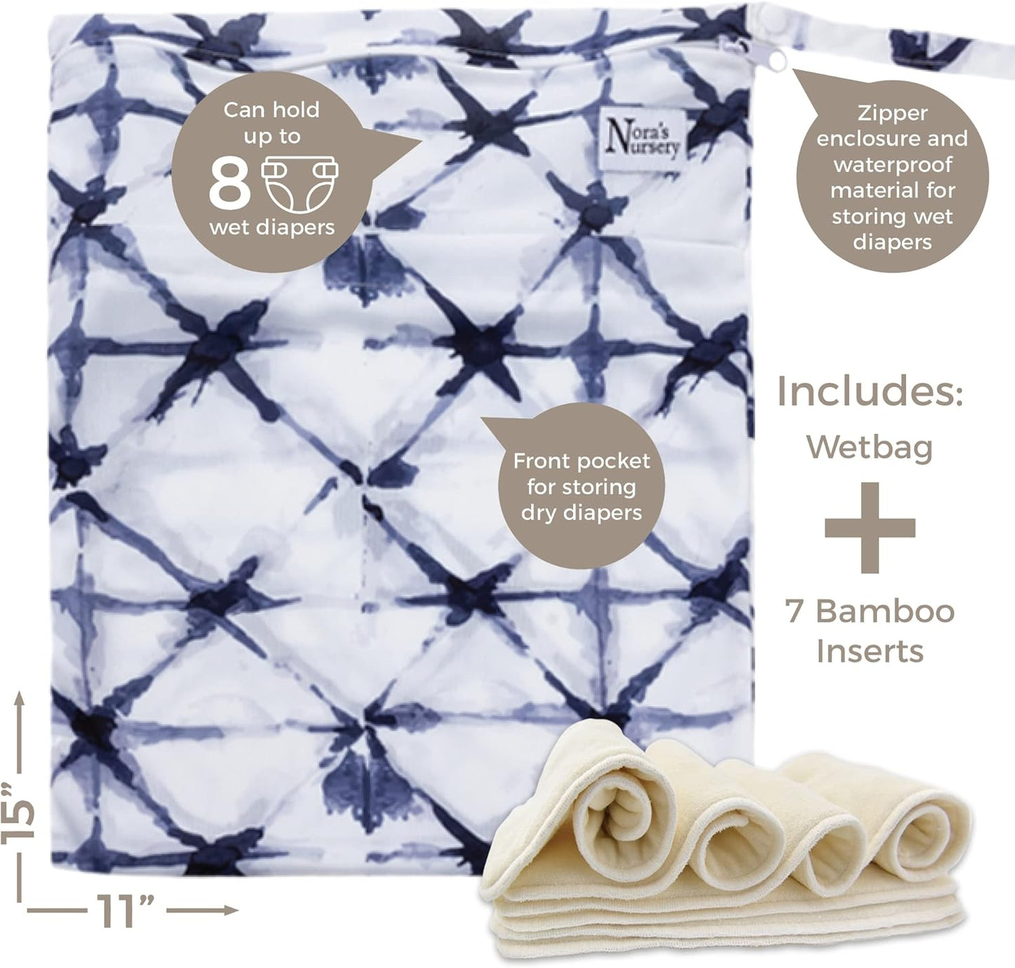 Nora's Nursery Cloth Diapers + Nora's Nursery Pail Liner for Cloth Diapers