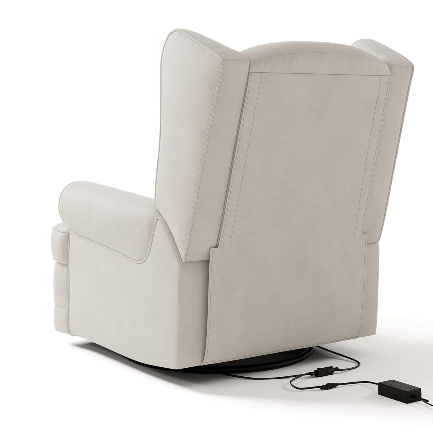 Storkcraft Serenity Glider Recliner Nursery Rocking Chair with USB Charging Port (Ivory) – Premium Upholstered Nursery Glider Recliner with Manual Recline Function, Dual USB Charging