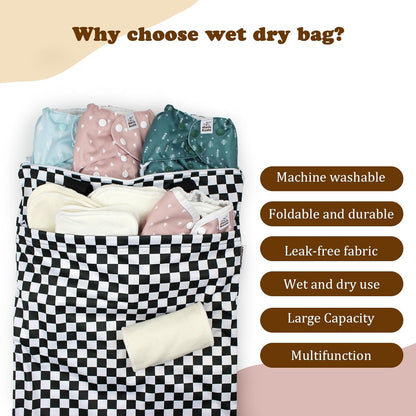 Mama Koala Reusable Hanging Wet Dry Bags for Baby Items, Cloth Diapers, Swimsuits, Travel, Gym Clothes, Beach, Pump Parts, Toiletries, Two Zippered Pockets, 2 Pack (W004L)