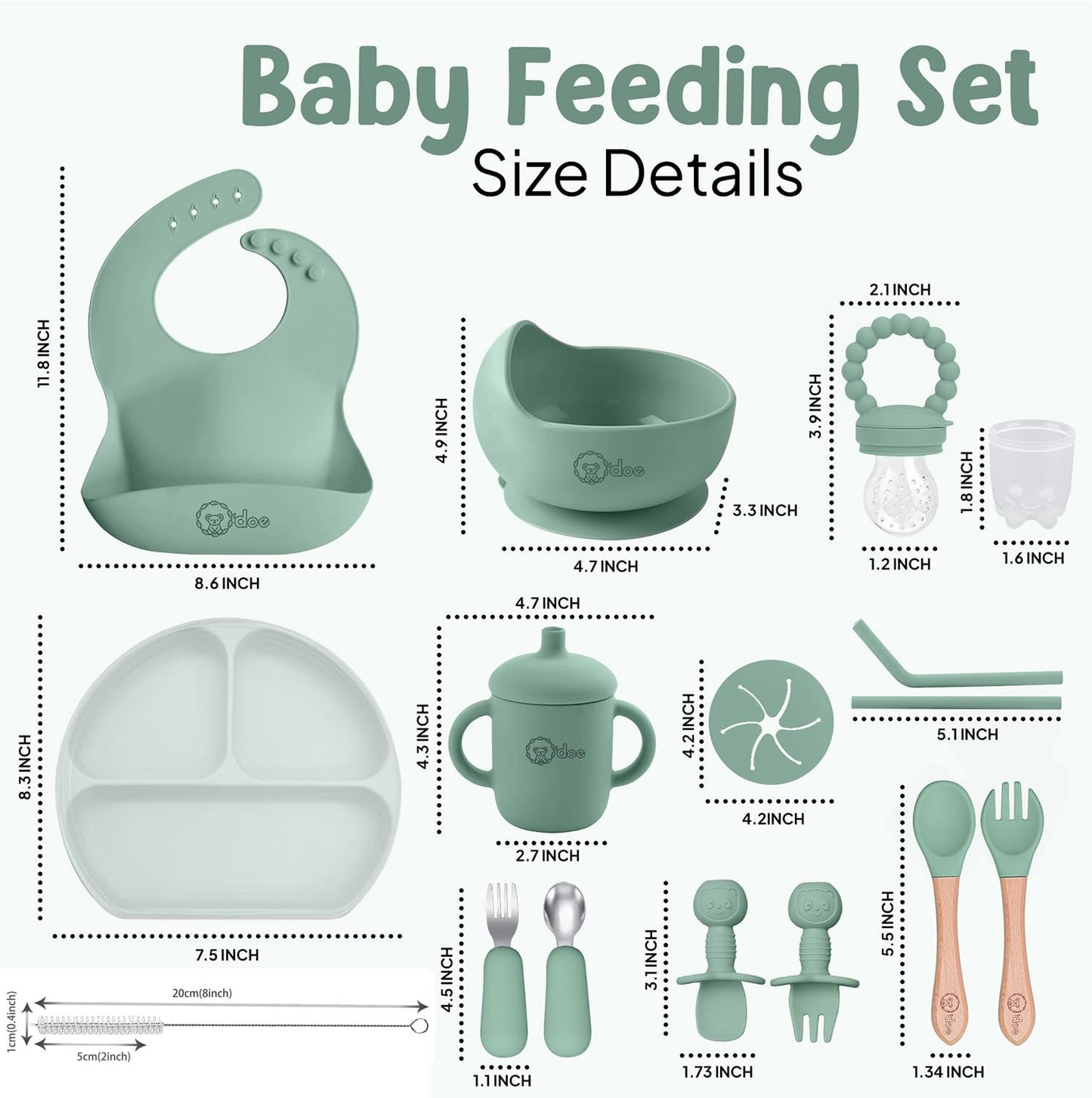 O'doe 17-Piece BPA-Free Silicone Baby Feeding Set | Thick & Soft Suction Plates, Baby Bowls, Wooden Fork & Spoon, and More | Make Mealtime Fun and Easy for Your Little One (Purple, V2)
