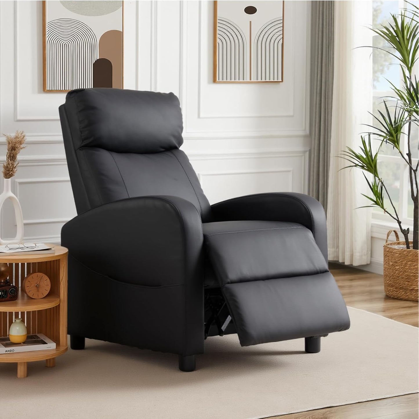 Sweetcrispy Recliner Chair, 360 Swivel Rocker Chair for Adults, Glider Rocker Recliners, Nursery Chairs for Living Room, High Back, Upholstered Deep Seat, Classical Brown
