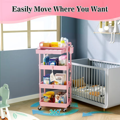SUNALLY 3 Tier Rolling Cart with Drawer, Bathroom Storage Organizer with 2 Lockable Wheels, Multifunctional Rolling Storage Cart for Bathroom, Kitchen, Office, Craft, Makeup, Baby Essentials, White