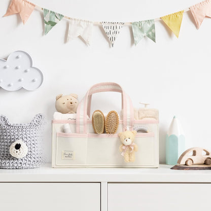 PeraBella Baby Diaper Caddy Organizer, Baby Basket Shower Gift Caddy, Portable Felt Changing Table Basket, Nursery Storage Bin, Newborn Boy and Girl Essentials for Registry, Car Diaper Organizer