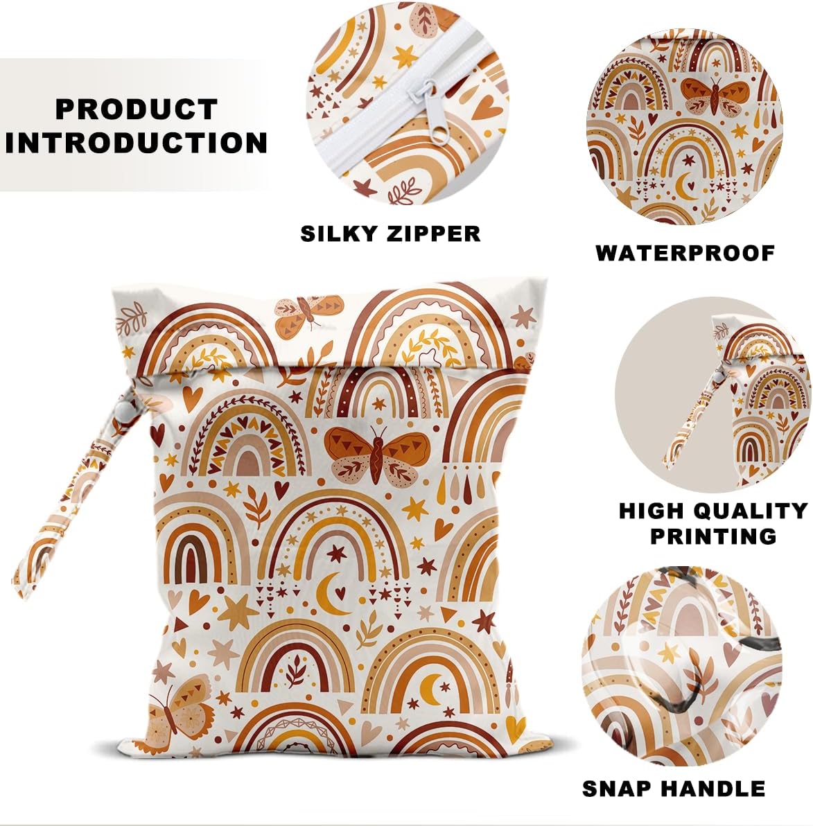 Unicorn Wet Dry Bag 12x10 Inch, Waterproof Reusable Wet Bag with Two Zippered Pockets & Handle for Swimsuit Travel Beach Pool Gym Stroller Dirty Yoga Gym Clothes Toiletries Daycare Organizer
