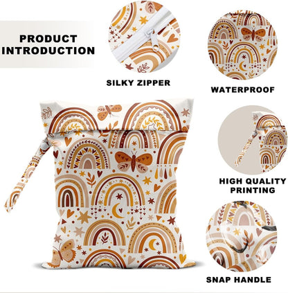 Unicorn Wet Dry Bag 12x10 Inch, Waterproof Reusable Wet Bag with Two Zippered Pockets & Handle for Swimsuit Travel Beach Pool Gym Stroller Dirty Yoga Gym Clothes Toiletries Daycare Organizer