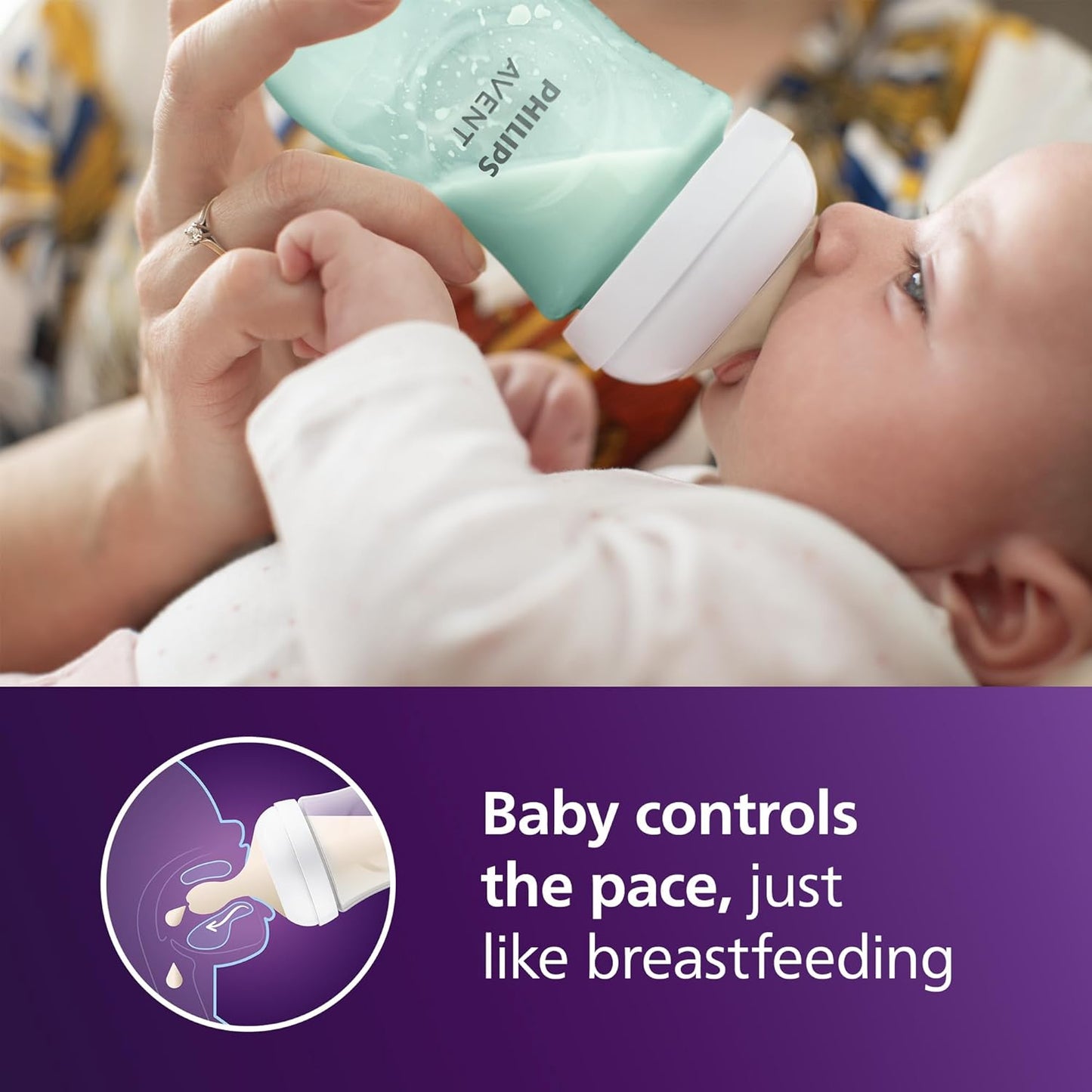 Philips Avent Natural Baby Bottles with Natural Response Nipples (Medium Flow, Flow 3), 9oz, 4-Pack, SCY903/04