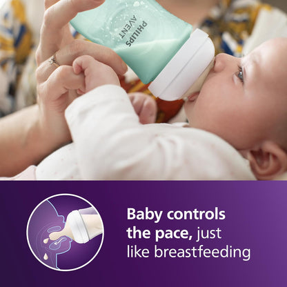 Philips Avent Natural Baby Bottles with Natural Response Nipples (Slow Flow, Flow 2), 4oz, 4-Pack, SCY900/04