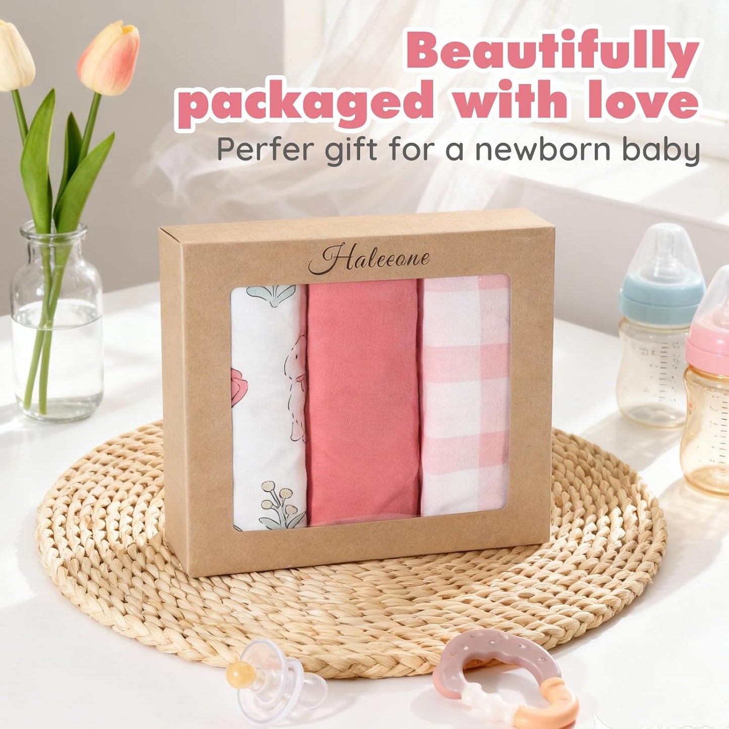 3 Pack Cotton Bassinet Sheets - 35"x19" for Newton, Ezebaby, Evolur Stellar, AMKE 3 in 1 Bedside Sleeper, Ultra Soft & Skin Friendly Bassinet Fitted Sheets, Pink Flower