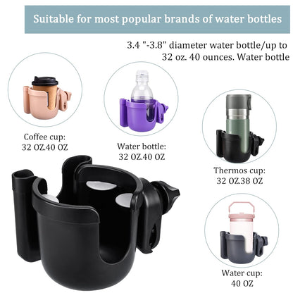 Suranew Adjustable Stroller Cup Holder with Phone Holder for Baby Stroller for Family Members, Walker Purple