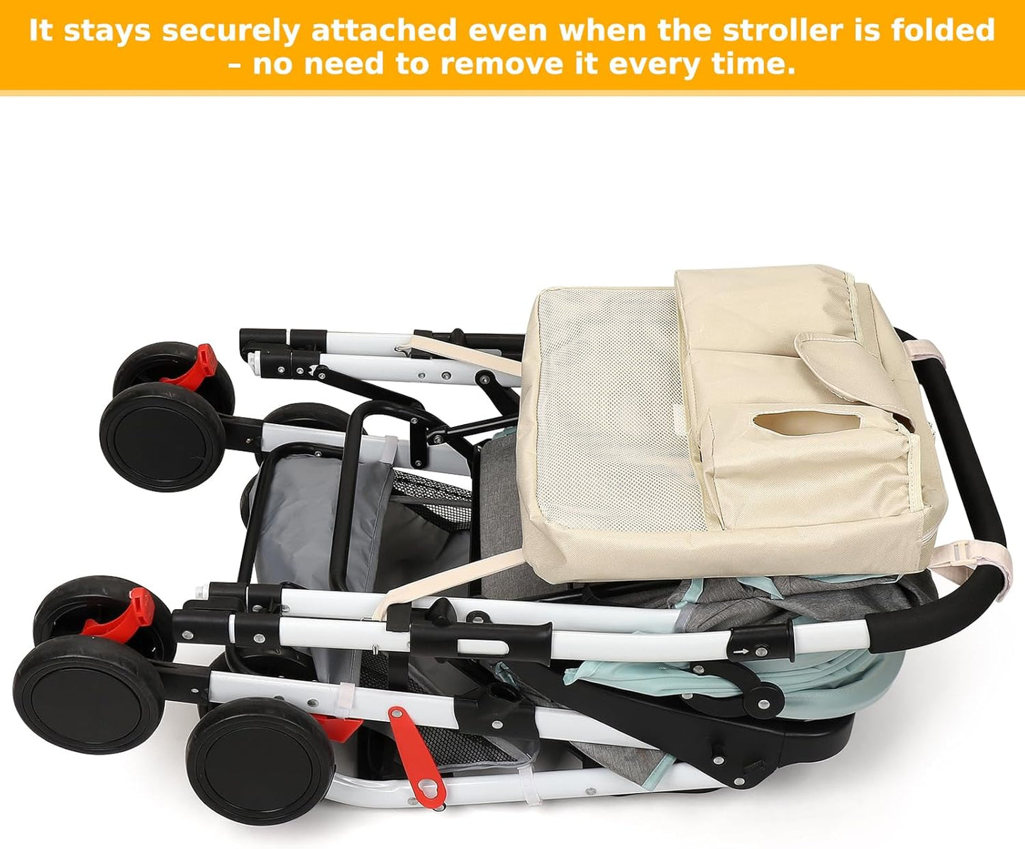 Accmor Stroller Organizer, Universal Large Capacity Stroller Bag Caddy Organizer Accessories for Uppababy, Nuna, Doona, Britax Strollers, Black