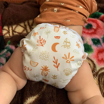 Mama Koala 3.0 Pocket Cloth Diapers for Babies with AWJ Lining, 6 Pack with 6 4-Layer Natural Cloth Diaper Inserts - Reusable and Washable Pocket Diapers(Hardworking Bees) - Colors B