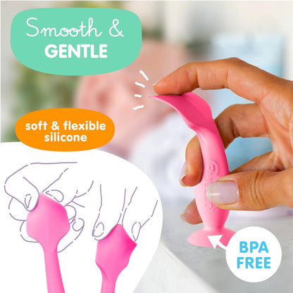 Bumco Baby Bum Brush - BPA-Free Diaper Cream Spatula with Suction Cup Base, Soft & Flexible Silicone, Wipe-Clean, Mom-Invented Diaper Bag Essentials (Gray)