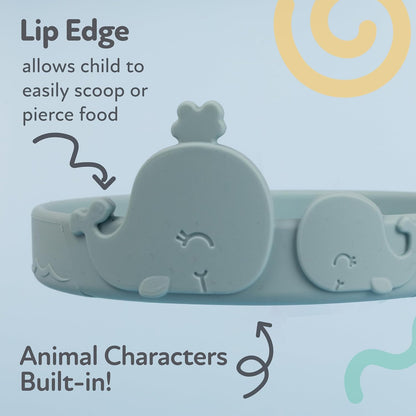 Nuby Animal Friend Silicone Round Bowl - Toddler Bowl - 6+ Months - Pink Whale Bowl
