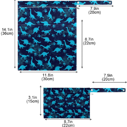 visesunny Leopard Grain 2Pcs Wet Bag with 2 Zippered Pockets Snap Handle Washable Reusable Roomy for Travel,Beach,Pool,Daycare,Stroller,Diapers,Dirty Gym Clothes, Wet Swimsuits, Toiletries