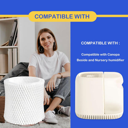Humidifier Wicking Filter Replacement 2.0 Compatible with Canopy Bedside and Nursery Humidifier 2.0, Wood Pulp & Paper Filter, 5 Pack (Blue)