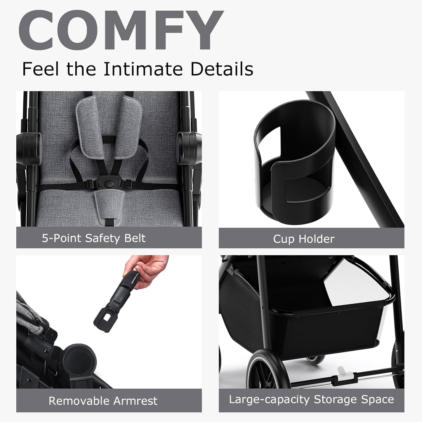 INFANS 2 in 1 Baby Stroller, High Landscape Infant Stroller & Reversible Bassinet Pram, Foldable Pushchair with Adjustable Canopy, Storage Basket, Cup Holder, Suspension Wheels (Black)