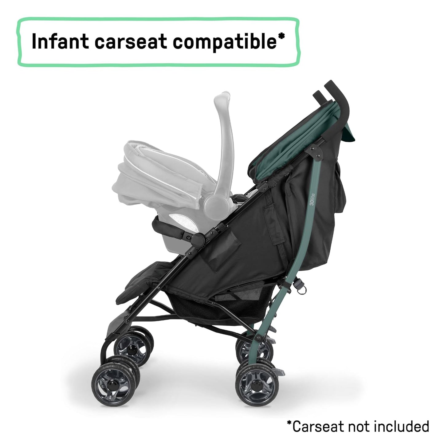 Ingenuity 3Dlite Convenience Stroller, Gray – Lightweight Stroller with Aluminum Frame, Large Seat Area, 4 Position Recline, Extra Large Storage Basket – Infant Stroller for Travel and More