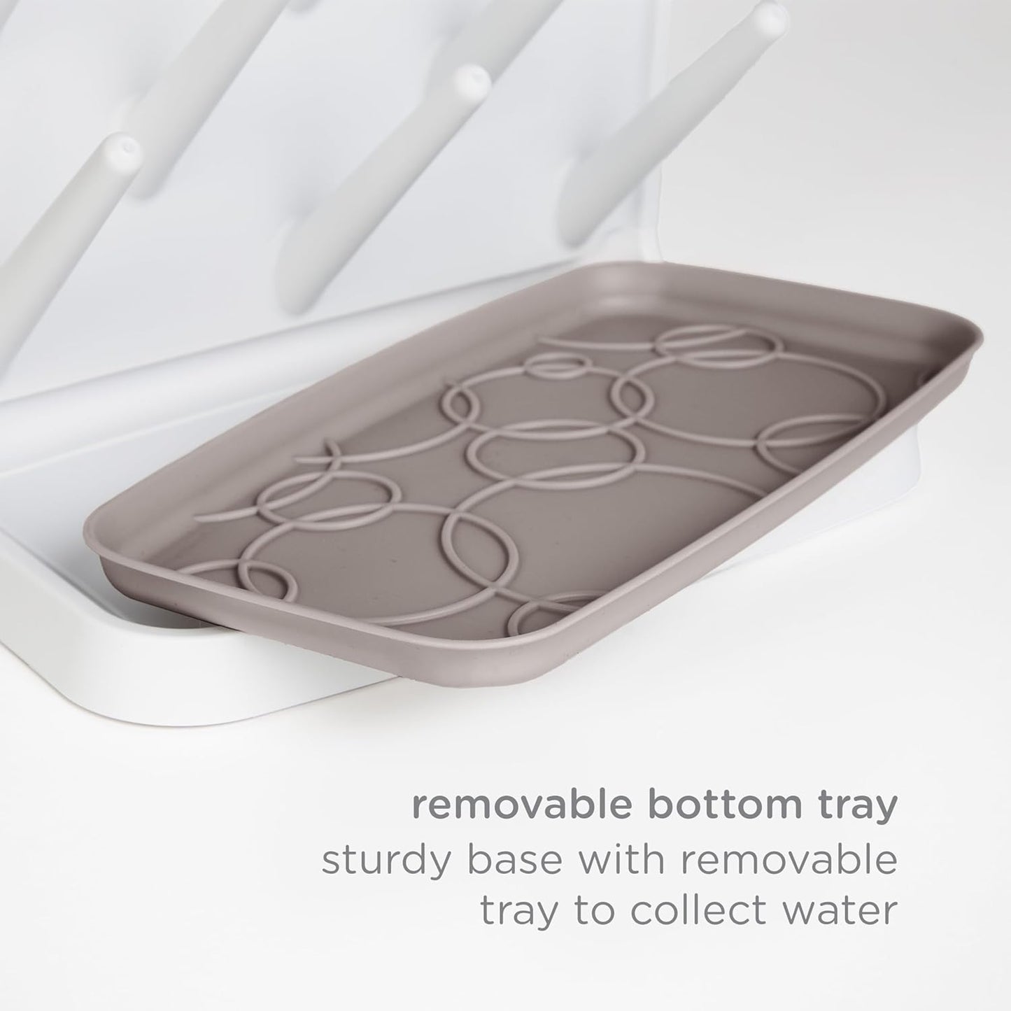 Ubbi Vertical Baby Bottle Drying Rack, Space Saving Countertop Drying Rack Baby Organizer, Gray