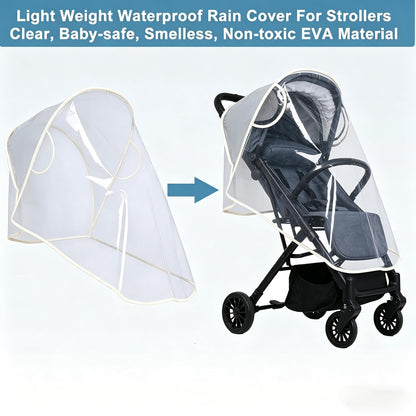 Clear Stroller Rain Cover, Universal Stroller Accessories, Waterproof Travel Weather Shield Breathable Baby Stroller Cover, Safety EVA Protect from Wind, Dust, Snow