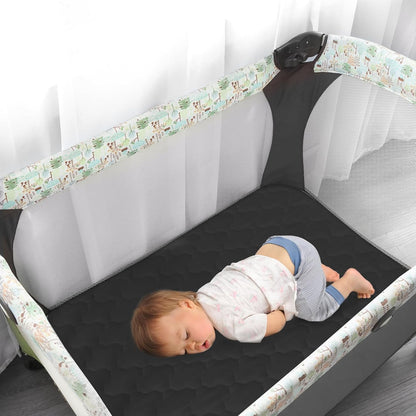 Pack and Play Sheets Mattress Pad Protector Fitted Waterproof Playard Mattress Cover, Compatible with Graco Pack n Play & Dream On Me & Pamo Babe, Playpen/Playard Sheet Quilted, Gray, 39" x 27"