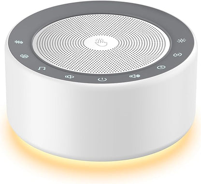 Kipcush White Noise Machine with Night Light – Nursery Sound Machine with Soft Non-Glare Lamp, 30 Soothing Sounds, 8 Color Lights, Up to 8-Hour Timer for Baby & Adults