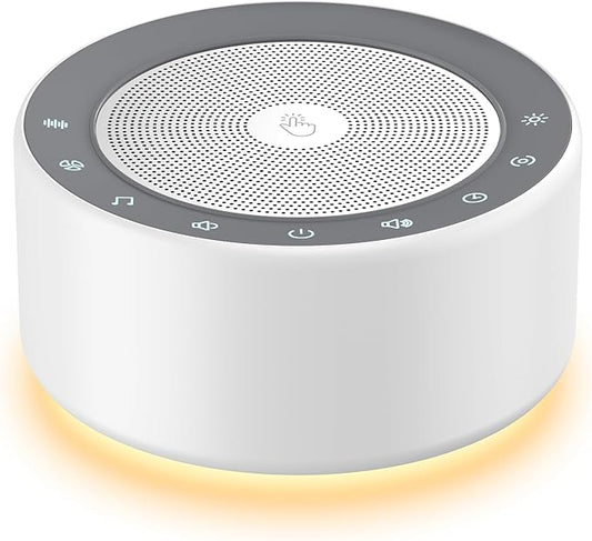 Kipcush White Noise Machine with Night Light – Nursery Sound Machine with Soft Non-Glare Lamp, 30 Soothing Sounds, 8 Color Lights, Up to 8-Hour Timer for Baby & Adults