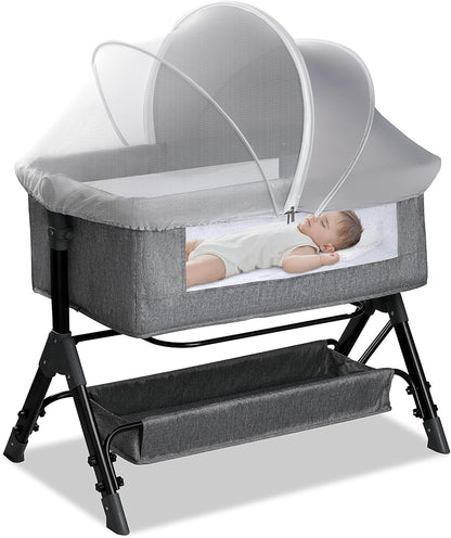 Bassinet Cover for Cats - Blackout Breathable Mosquito Net for Baby Bedside Sleepers & Travel Cribs, 2-Way Zipper Bug Canopy Tent to Block Light & Keep Cats Out (Black-Small)