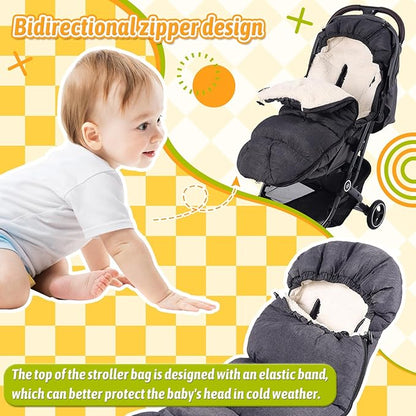 Baby Footmuff for Winter Outdoors Stroller Layer Waterproof Outer Soft Lambswool Liner Designed for Cold Wind Moisture Protection Suitable -30F/-22C Universal Fit Stroller