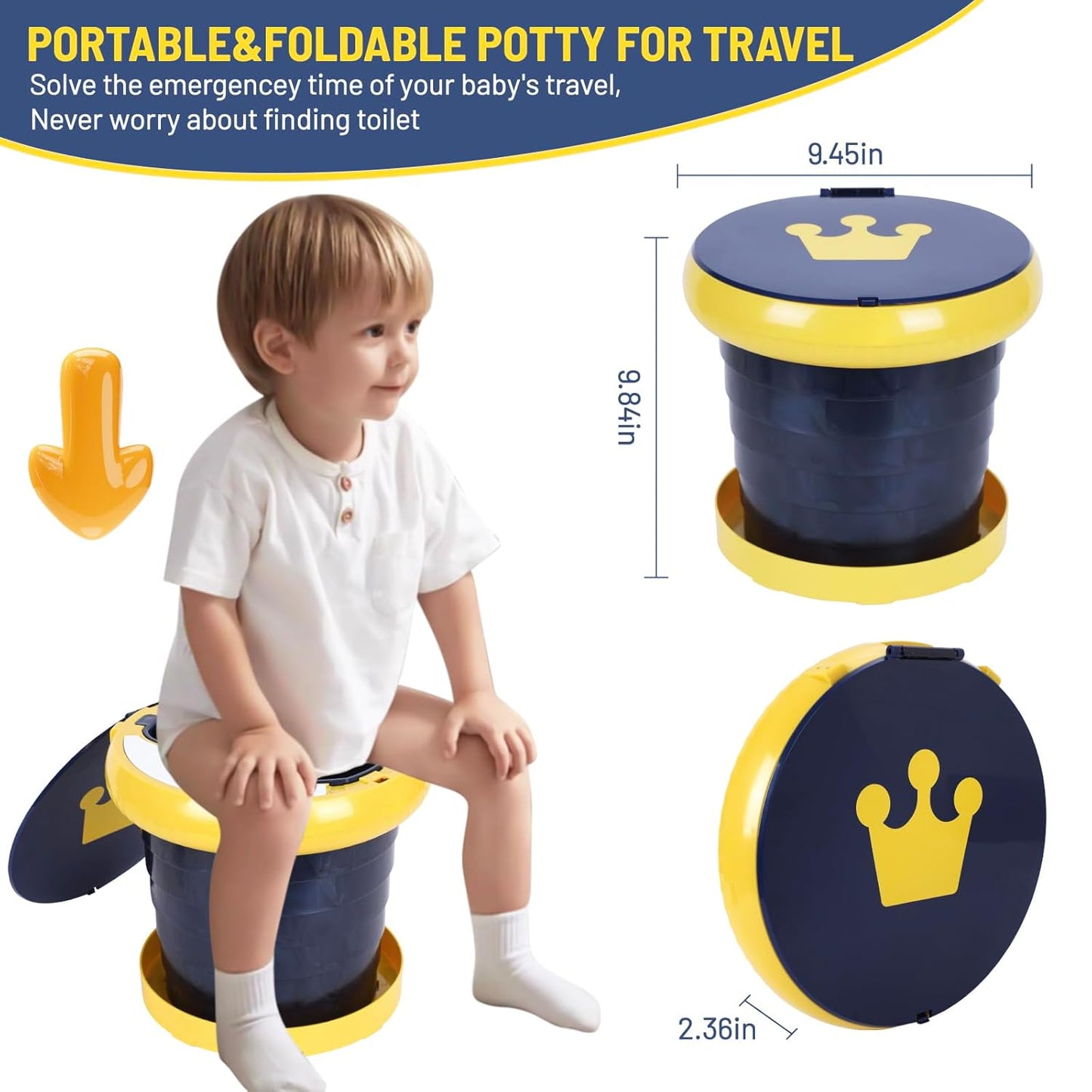 SunnySmile portable, foldable potty seat for toddler, Training Toilet Seat Emergency Toilet for Car, Camping, Outdoor, indoor (grey, small)