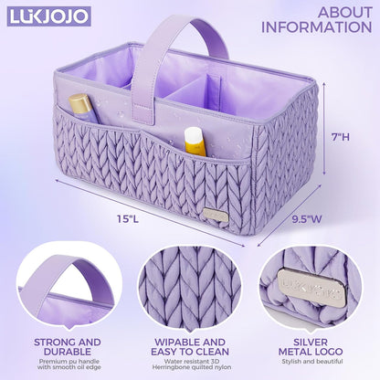Luxurious Baby Diaper Caddy, Nursery Storage Basket for Newborn Essentials, Travel Baby Basket for Diapers Baby Wipes, Organizer Tote Bag Storage Bin, Baby Shower Gifts(Beige)