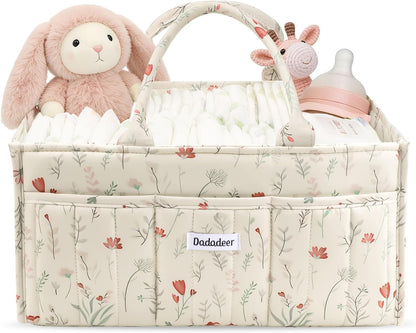 Baby Diaper Caddy Organizer, Portable Nursery Storage Basket for Newborn Essentials, Changing Table & Car Caddy Organizer, Gift for Baby Shower, Registry Must-Have for Boy Girl, Green