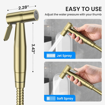 Arofa Handheld Toilet Bidet Sprayer for Toilet-Adjustable Water Pressure Control with Bidet Hose for Feminine Wash, Stainless Steel Brushed Nickel Bidet Faucet Cloth Diaper for Baby Wash
