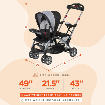 Baby Trend Sit N' Stand® Double 2.0 Stroller, Dash Black
