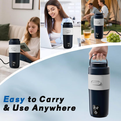 Portable Baby Bottle Warmer, Travel-Friendly with Detachable Battery Base, Type-C Fast Charge, 316 Stainless Steel, Touch Control, 8H Constant Temperature, Child Lock, 95-131°F