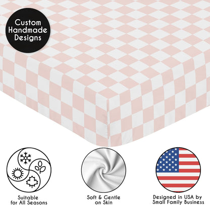Sweet Jojo Designs 2-Piece Baby Bassinet Sheets Set (Black/White Gingham Checkered Plaid) for Boy/Girl, Infant Newborn Nursery, Oval, Rectangle & Hourglass Mattress (Solid Onyx & Classic Checkerboard)