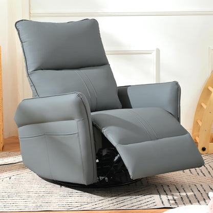 Power Swivel Rocker Recliner Chair for Nursery, Upholstered Snowflake Velvet 270°Swivel Glider Rocker Chair with USB Ports, Small Power Recliners for Small Spaces Living Room