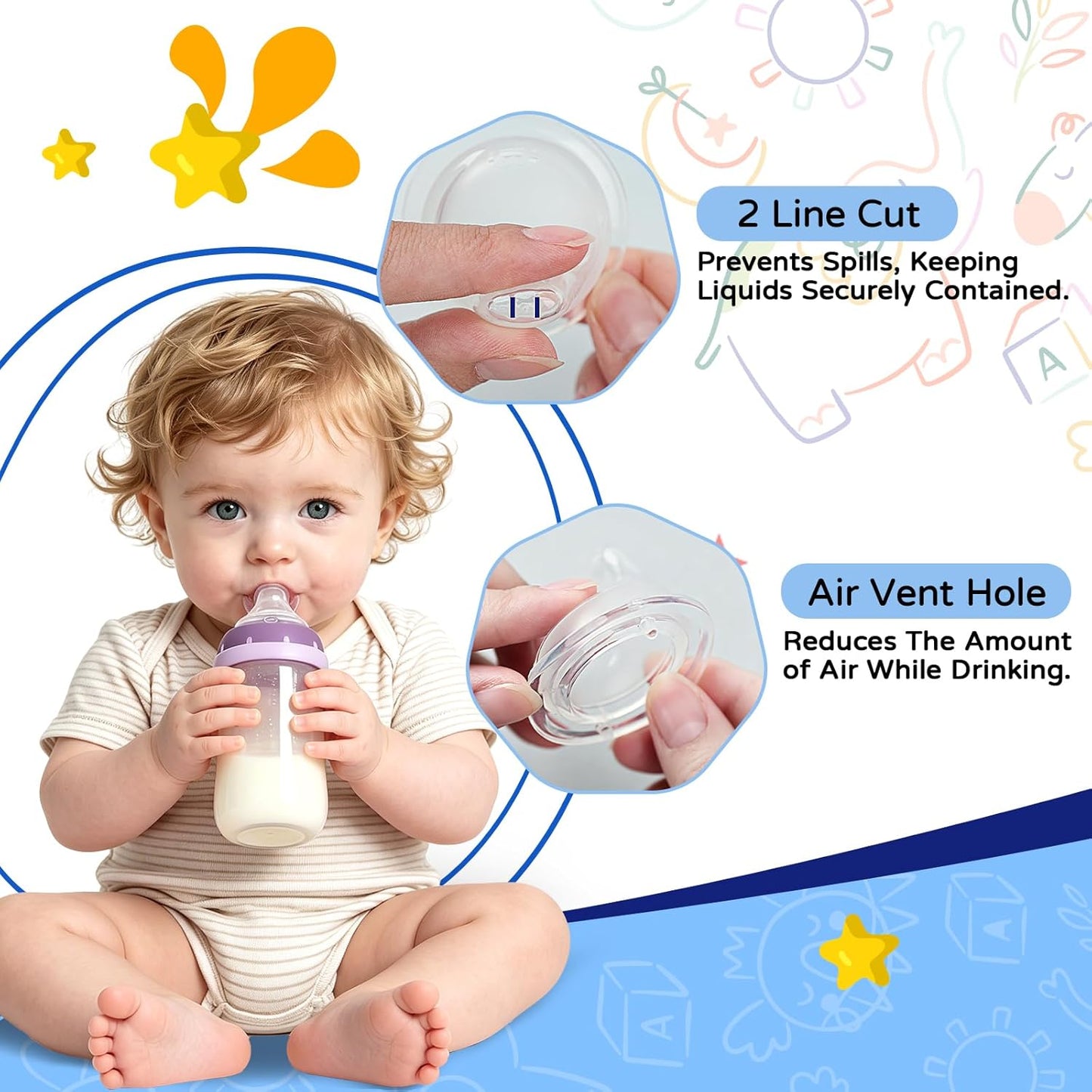 RBUGR 6 Pack Replacement Silicone Spout Compatible with NUK Active and Learner Cups, Sippy Cup Nipple for NUK Sippy Cup & Learner Cup, 100% Silicone Sippy Nipples for 6m+