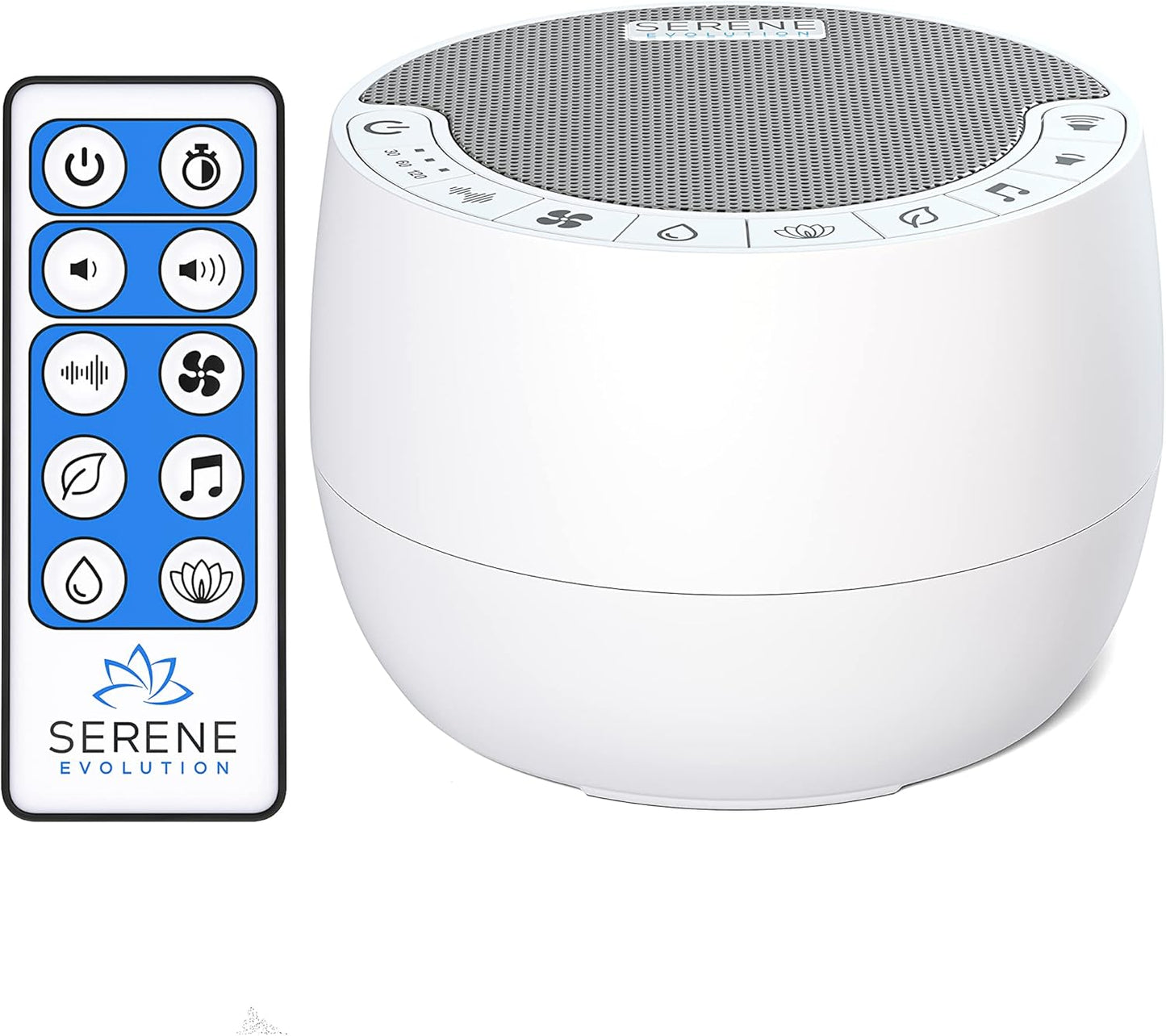 Serene Evolution White Noise Machine with 60 Soothing Sounds - Sound Machine for Adults and Baby - Noise Cancelling Sleep Music Device with Remote Control - Ideal for Office Privacy - Black