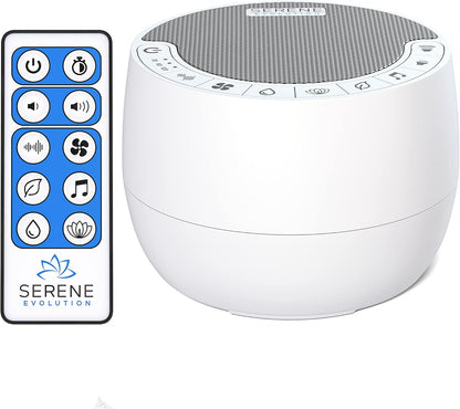 Serene Evolution White Noise Machine with 60 Soothing Sounds - Sound Machine for Adults and Baby - Noise Cancelling Sleep Music Device with Remote Control - Ideal for Office Privacy - Black