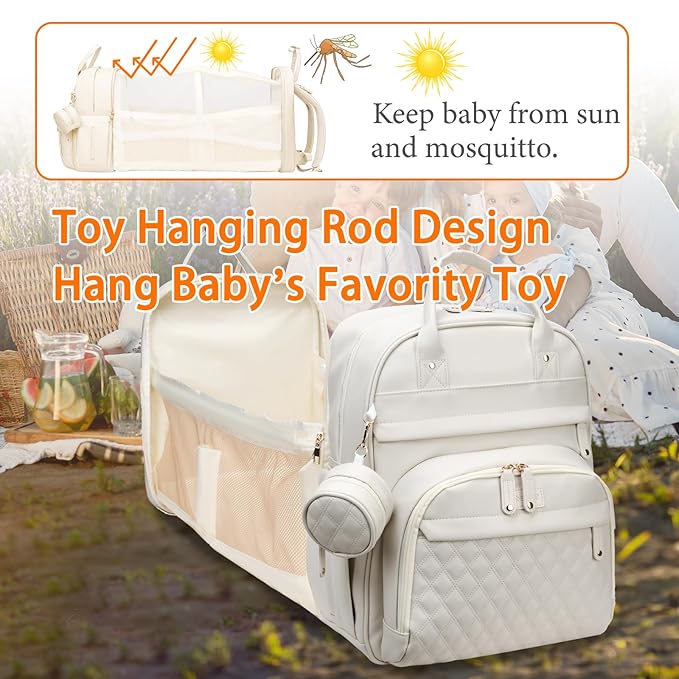 Astro alan Baby Diaper Bags with Changing Station, Waterproof Diaper Bag Backpack for Moms Dads with USB Charging Port, Baby Shower Gifts, Large Capacity diaper backpack, Beige