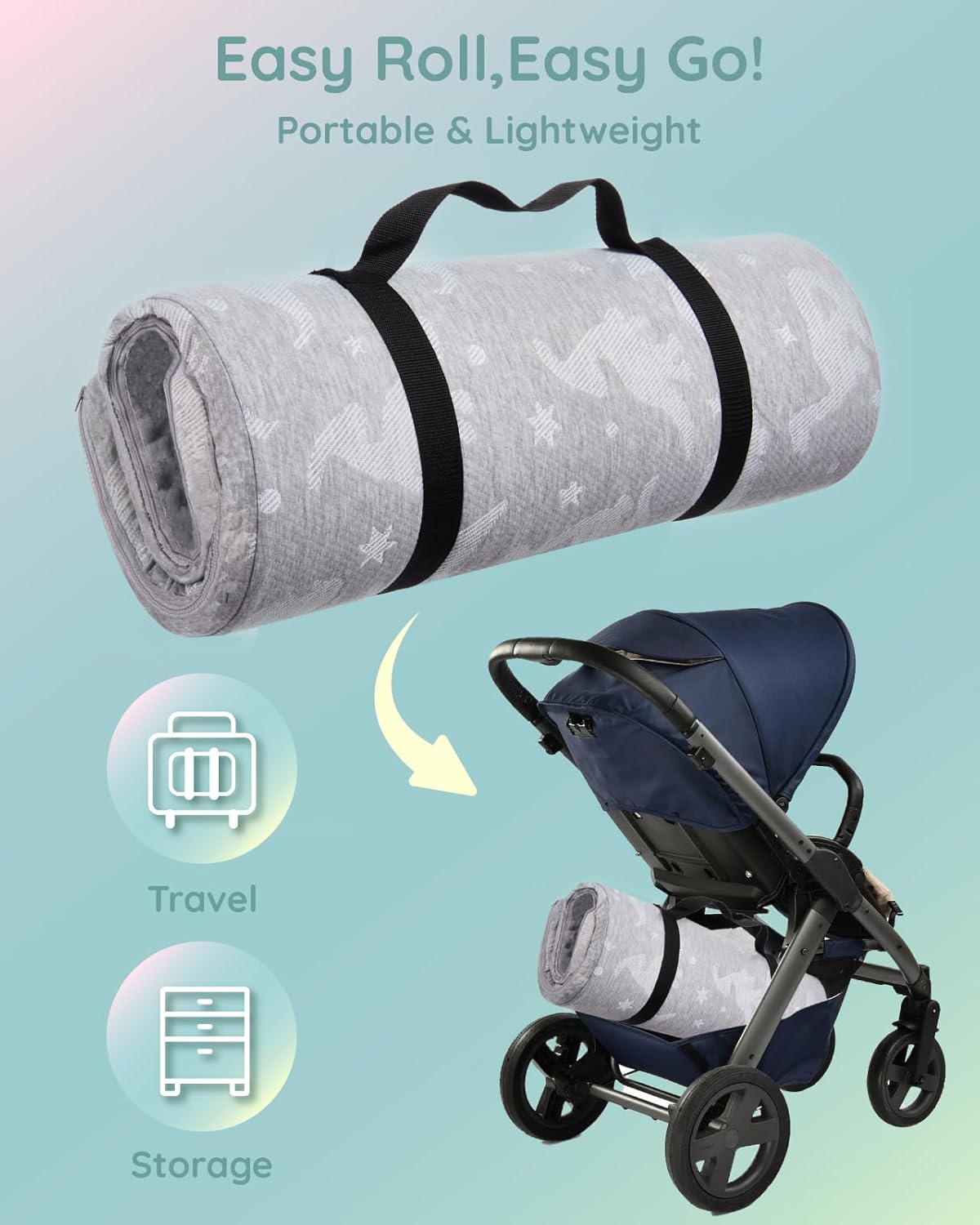 Lilian&Gema Pack and Play Mattress 38"x26"x1.5", Portable Mattress for Playpen, Pack N Play Mattress Topper, Soft Breathable and Waterproof Washable Cover for Baby Toddler