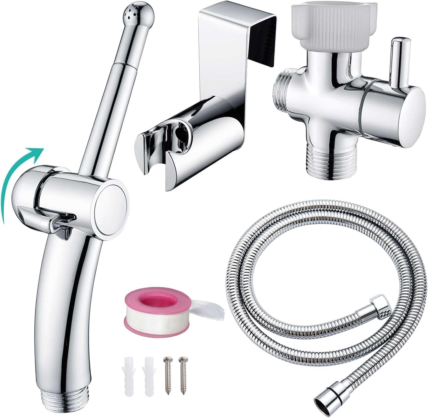 BARROCK Advanced Handheld Bidet Sprayer Set for Toilet, Bathroom Ergonomic Jet Bidet Spray Attachment Kit for Muslim Shower, Feminine Hygiene, Bathing Pets and Washing Baby Cloth Diaper, Matte Black