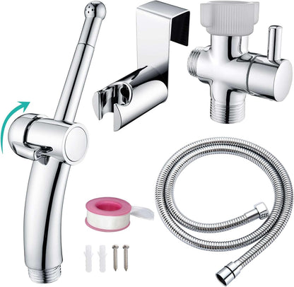 BARROCK Advanced Handheld Bidet Sprayer Set for Toilet, Bathroom Ergonomic Jet Bidet Spray Attachment Kit for Muslim Shower, Feminine Hygiene, Bathing Pets and Washing Baby Cloth Diaper, Matte Black