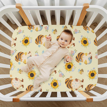 Fall Cute Mushroom Leaves Fitted Crib Sheets Stretchy Portable Playard Sheets for Baby Toddler, Breathable Soft Mini Crib Mattress 52 x 28 in for Boys and Girls