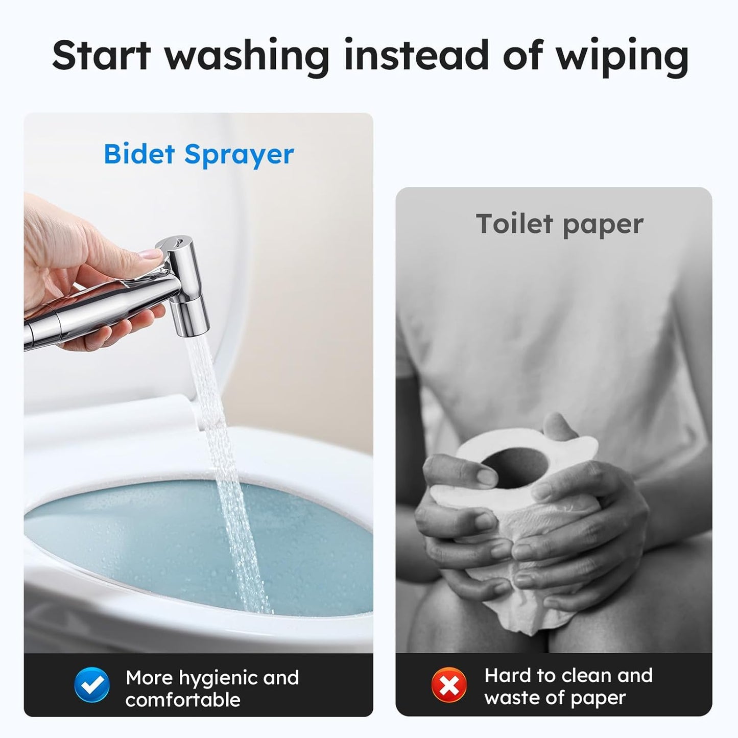 Arofa Handheld Bidet Sprayer for Toilet - 2 Pack Bidets Faucet for Existing Toilets Cloth Diaper Jet Sprayer, Stainless Steel Muslim Shower with Bidet Hose for Feminine Wash