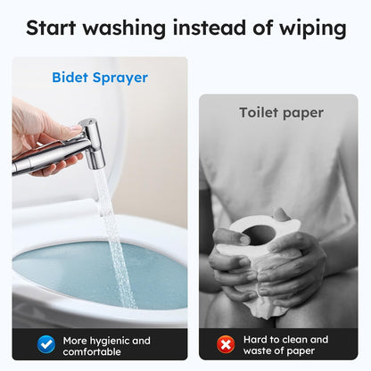 Arofa Handheld Bidet Sprayer for Toilet - 2 Pack Bidets Faucet for Existing Toilets Cloth Diaper Jet Sprayer, Stainless Steel Muslim Shower with Bidet Hose for Feminine Wash