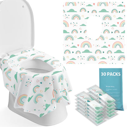 Blissful Diary 20 Pcs Toilet Seat Covers Disposable for Toddlers & Adults, Extra Large Waterproof, Portable Package for Travel, Kids Potty Training(Purple Flowers))