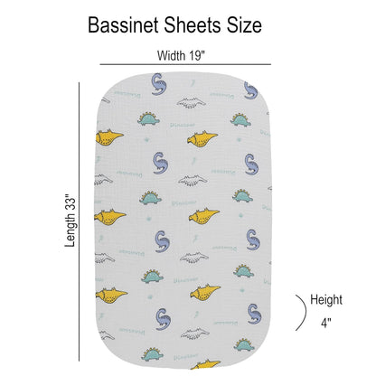 Onacosht Muslin Bassinet Sheets 3 Pack, 100% Cotton Baby Fitted Sheet 33" x 19" Compatible with Mika Micky, KoolaBaby (3 in 1), BabyBond, HARPPA and RICUTON Bedside Bassinet, Green, Floral and Cactus