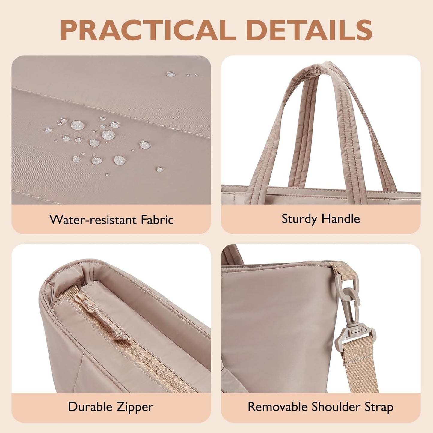 mommore Diaper Bag Tote with Stroller Organizer Puffer Bag Large Capacity Baby Bag with Changing Pad for Travel, Hospital