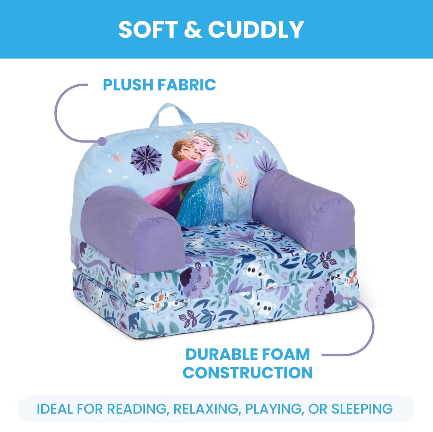 Delta Children - Cars Cozee Buddy Flip-Out Kids Chair, Blue